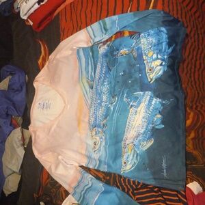 Ladies M Artist series long sleeve V neck dri fit shirt a3